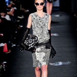 Diane von Furstenberg Capile Dress 10 mixed media drop waist chiffon